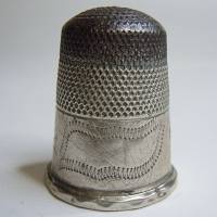 Silber Fingerhut mit Stahlkappe um 1920 Bild 1