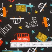 12,10 EUR/m Baumwollstoff Schulbus Schoolbus Schule bunt auf schwarz Webware 100% Baumwolle Bild 7