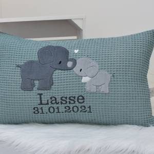 Elefant Namenskissen Kuschelkissen mit Name mit Inlet für Taufe Geburt Geschenk 