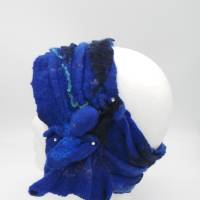 warmes Stirnband aus Filz, Ohrenschützer, Haarband, Ohrenwärmer aus besonders weicher Wolle in blau, Bild 1