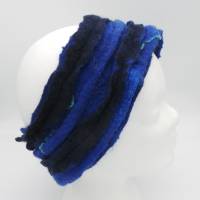 warmes Stirnband aus Filz, Ohrenschützer, Haarband, Ohrenwärmer aus besonders weicher Wolle in blau, Bild 3
