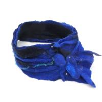 warmes Stirnband aus Filz, Ohrenschützer, Haarband, Ohrenwärmer aus besonders weicher Wolle in blau, Bild 4