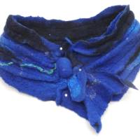 warmes Stirnband aus Filz, Ohrenschützer, Haarband, Ohrenwärmer aus besonders weicher Wolle in blau, Bild 6