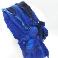 warmes Stirnband aus Filz, Ohrenschützer, Haarband, Ohrenwärmer aus besonders weicher Wolle in blau, Bild 7