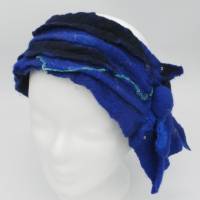 warmes Stirnband aus Filz, Ohrenschützer, Haarband, Ohrenwärmer aus besonders weicher Wolle in blau, Bild 9
