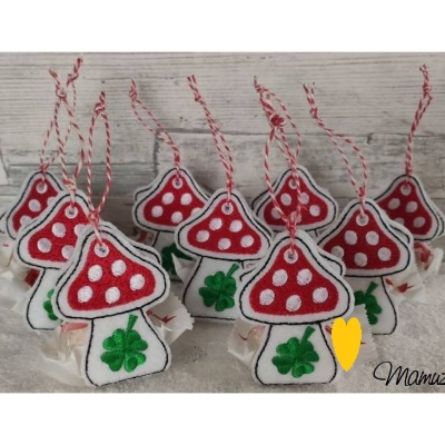 *  Pilz Glücksbringer  *  ITH Stickdatei 13x18, Mitgebsel, Giveaway für Silvester, Geburtstag usw.