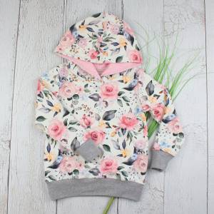 Mädchen Hoodie Blumen Pullover Kapuzenpullover Kinderkleidung handmade Bild 1