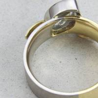 Breiter Ring aus Gelb- und Weißgold 750/- mit grauem Turmalin Bild 6