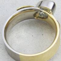 Breiter Ring aus Gelb- und Weißgold 750/- mit grauem Turmalin Bild 7