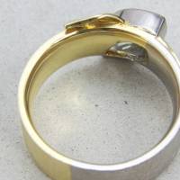Breiter Ring aus Gelb- und Weißgold 750/- mit grauem Turmalin Bild 8
