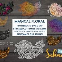 Magisch Florale Schneidedatei und Strassdatei in SVG DXF und Digistamps in PNG Plotterdatei von SchanaDesign Bild 1