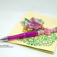 Kugelschreiber mit #Glasherzen #pink und rot mit #auswechselbarer #Mine Bild 1