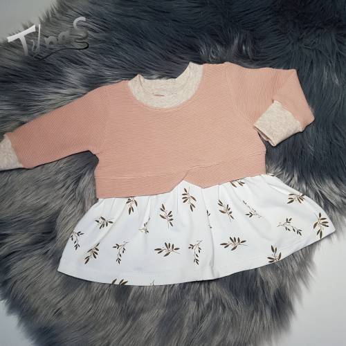 Babypulli Sweatshirt Girly Sweater Mädchenkleid Kleid mit Tunika Rock in Gr. 62
