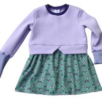 Girly Sweater/Winter mit Schößchen - Mädchenkleid - Größe 110 - flieder mint Bild 1