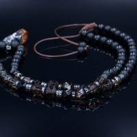 Herren Halskette aus Edelsteinen Rauchquarz Onyx Achat und Hämatit mit Rauchquarz -Anhänger, Länge 61 cm Bild 3