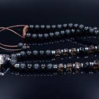 Herren Halskette aus Edelsteinen Rauchquarz Onyx Achat und Hämatit mit Rauchquarz -Anhänger, Länge 61 cm Bild 4