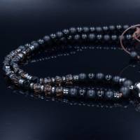 Herren Halskette aus Edelsteinen Rauchquarz Onyx Achat und Hämatit mit Rauchquarz -Anhänger, Länge 61 cm Bild 6