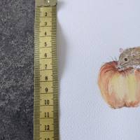Aquarell Bild Grußkarte Maus mit Äpfeln Bild 6