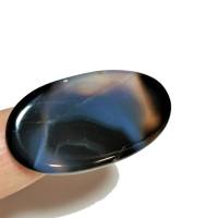 Ring schwarz blaugrau Achat oval 40 x 20 Millimeter großer Stein rauchblau statementschmuck Geschenk Bild 3
