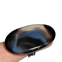 Ring schwarz blaugrau Achat oval 40 x 20 Millimeter großer Stein rauchblau statementschmuck Geschenk Bild 4