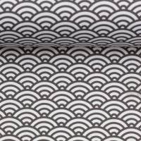 Baumwolle Muscheldesign dunkelgrau weiß, Baumwollstoff Kurt Swafing, Stoffe Meterware Bild 3