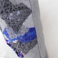 Kissenbezug 40 x 40 cm , grau lila Patchworkkissen , Pizza Patchworkkissen Bild 8