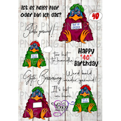 DigiStamp "Krankheitshahn" ,PNG, inkl. Sprüche