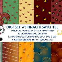 Wichtel Digi Set Digistamp 10 Digipapers und wichtelige Weihnachtssprüche DXF SVG und PNG Plotten mit SchanaDesign Bild 2