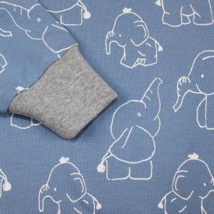 Langarmshirt Longsleeve Pullover Elefanten Mädchen Junge Baby handmade Kinderkleidung blau hellgrau Bild 2