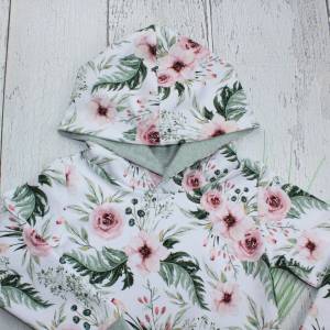 Mädchen Hoodie Blumen Pullover Kapuzenpullover Kinderkleidung handmade weiß mint rosa Bild 1