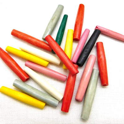 20 längliche Knochenperlen ca. 31x14x6mm - verschiedene bunte Farben