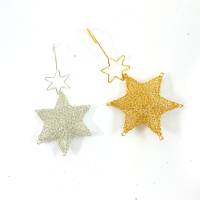 Wandering STARS - gestrickter Stern aus farbigem Kupferdraht mit Christbaumaufhänger, Farb-/Größenwahl ab Bild 3