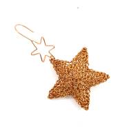 Wandering STARS - gestrickter Stern aus farbigem Kupferdraht mit Christbaumaufhänger, Farb-/Größenwahl ab Bild 4