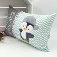 Namenskissen Stickdatei Pinguin, personalisiertes Kissen mit Name, Geburtskissen, Kuschelkissen, Junge Mädchen, Geschenk Bild 10