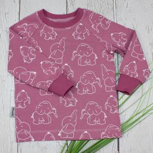 Mädchen Langarmshirt Longsleeve Pullover Elefanten Baby handmade Kinderkleidung altrosa Bild 1