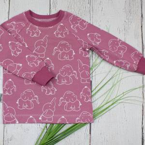 Mädchen Langarmshirt Longsleeve Pullover Elefanten Baby handmade Kinderkleidung altrosa Bild 2