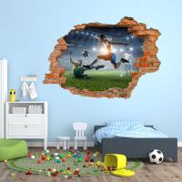 223 Wandtattoo Fußball - Loch in der Wand - Wanddeko für Kinder in 6 Größen Kinderzimmer Wanddeko Sticker Bild 3