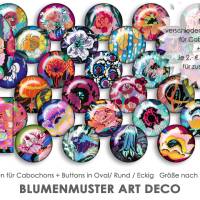 BLUMENMUSTER Art Deco 30 Cabochonvorlagen digital Download Buttonvorlagen Bilder für Schmuck Buttons Cabochons Bild 1