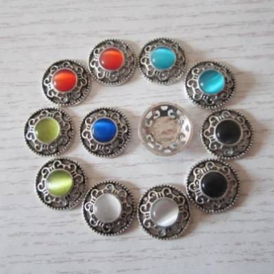 2x filigrane Verbinder Cateye Cabochons 6 Farben nach Wunsch