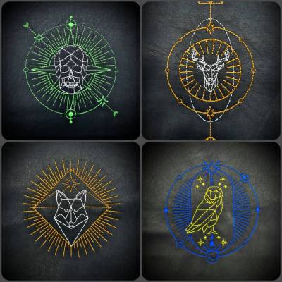 Geometrische Figuren (Skull, Eule, Fuchs, Hirsch) 13x18 und 20x30