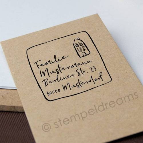 Familienstempel - Holzstempel personalisiert - verschiedene Größen - Motiv Haus