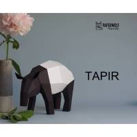Tapir Schabrackentapir, Paperwolf Papiertiere Papierskulptur DIY Projekt, Tapier Bastelbogen schwarzweiß, Dekorationsobjekt geometrisch Bild 1