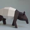 Tapir Schabrackentapir, Paperwolf Papiertiere Papierskulptur DIY Projekt, Tapier Bastelbogen schwarzweiß, Dekorationsobjekt geometrisch Bild 3