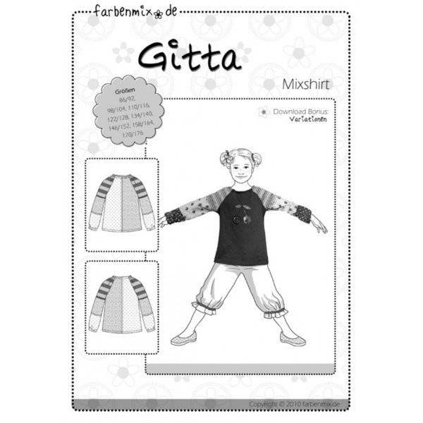 Gitta Mixshirt Schnittmuster Farbenmix Papierbogen Bild 1
