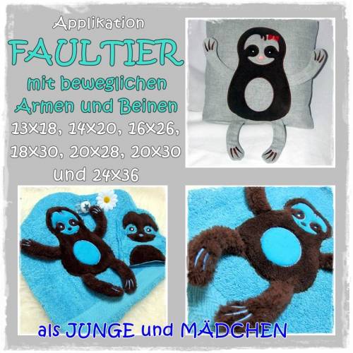 FAULTIER Appli mit beweglichen Armen und Beinen SET ab 13x18