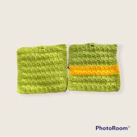 Waschlappen 2er Set, in apfelgrün/gelb, Babywaschlappen, Spüllappen gestrickt, Topflappen Bild 1