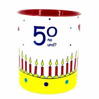 Tasse 50. Geburtstag, Kaffeebecher mit Spruch 50-na und? Bild 1