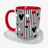 Tasse mit Herzen, Geschenk für Freundin Freund, Kaffee-Becher rot schwarz Bild 3