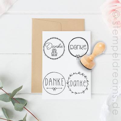 Kleine Dankestempel - 2 cm Durchmesser - Danke sagen - Holzstempel - 355