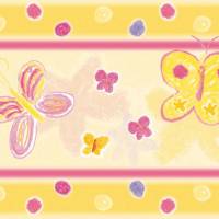 ECO Kinderbordüre: Schmetterlinge nach Pastellkreideart - 18 cm Höhe Bild 6